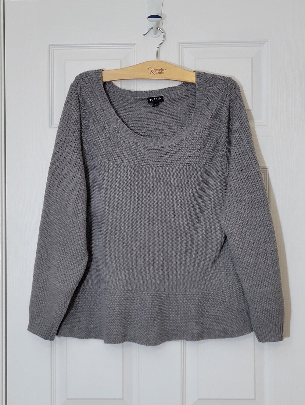 Torrid Gray Long-Sleeve Knit Peplum Sweater Plus Size 3 3x